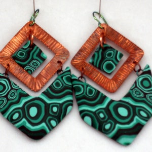 Tutorial - Simple Copper Etching & Polymer "Malachite" Earrings