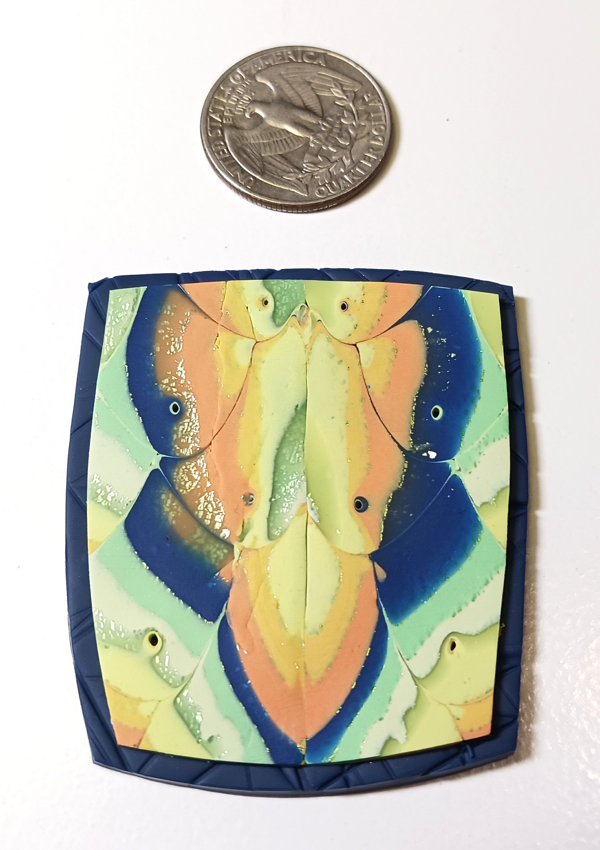 Polymer Clay Pendant/pin Component, Mokume Gane Technique Polymer Clay Pendant/pin Component, Mokume Gane Technique