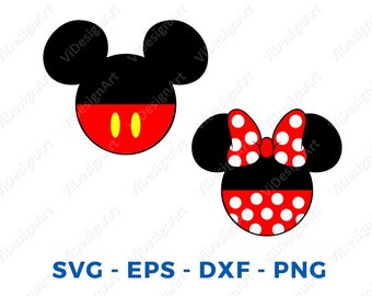 Mickey and Minnie Head LAYERED SVG DXF Eps Vector Cuttable File Cricut Cameo Silhouette Vinyl Cut File