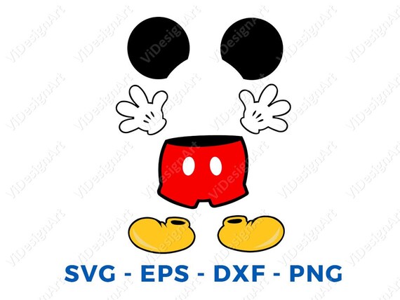 Mickey mouse body parts Svg Mickey pants gloves and mickey | Etsy