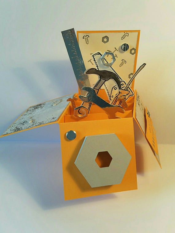 Happy Birthday Pop Up Card Toolbox Etsy Ireland