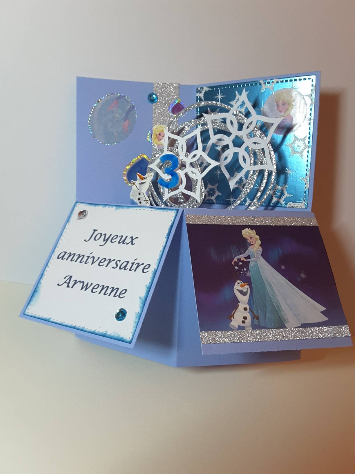 Carte Pop Up Joyeux Anniversaire La Reine Des Neiges Etsy
