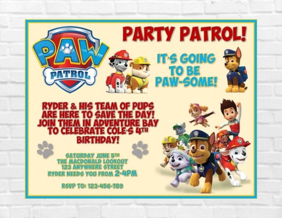 Verwonderend Paw Patrol verjaardag uitnodiging Paw Patrol partij | Etsy ZH-16