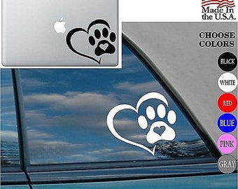 Animal lover PAW HEART Dog Love Pet Vinyl Decal Sticker for Car Window Laptop