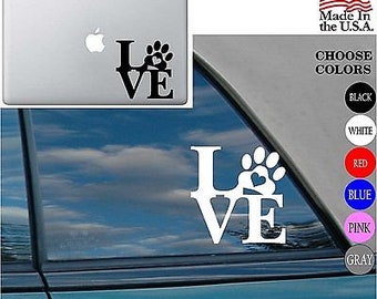 Animal love Dog Pet Vinyl Decal Sticker for Car Window Laptop Dog Love Paw