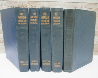 Encyclopedia Books, 1948-1953, Set of Five, Vintage Blue