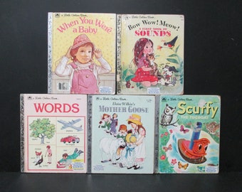 Little Golden Book Set, Collection of 5 Readers, Vintage SecondMouseFinds