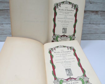 The Works of Josephus Volumes III and IV, Vintage Blue Hardcover Book Set, SecondMouseFinds