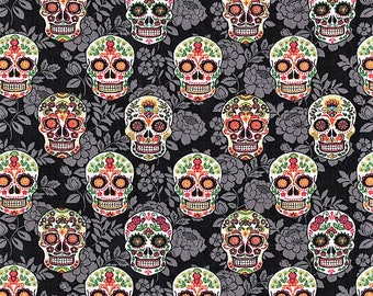 Sugar Skull Cotton Fabric- By The Yard
