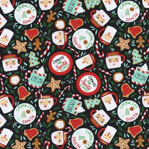Christmas Treats Cotton Fabric, Christmas Fabric, Santa Claus Fabric- By The Yard