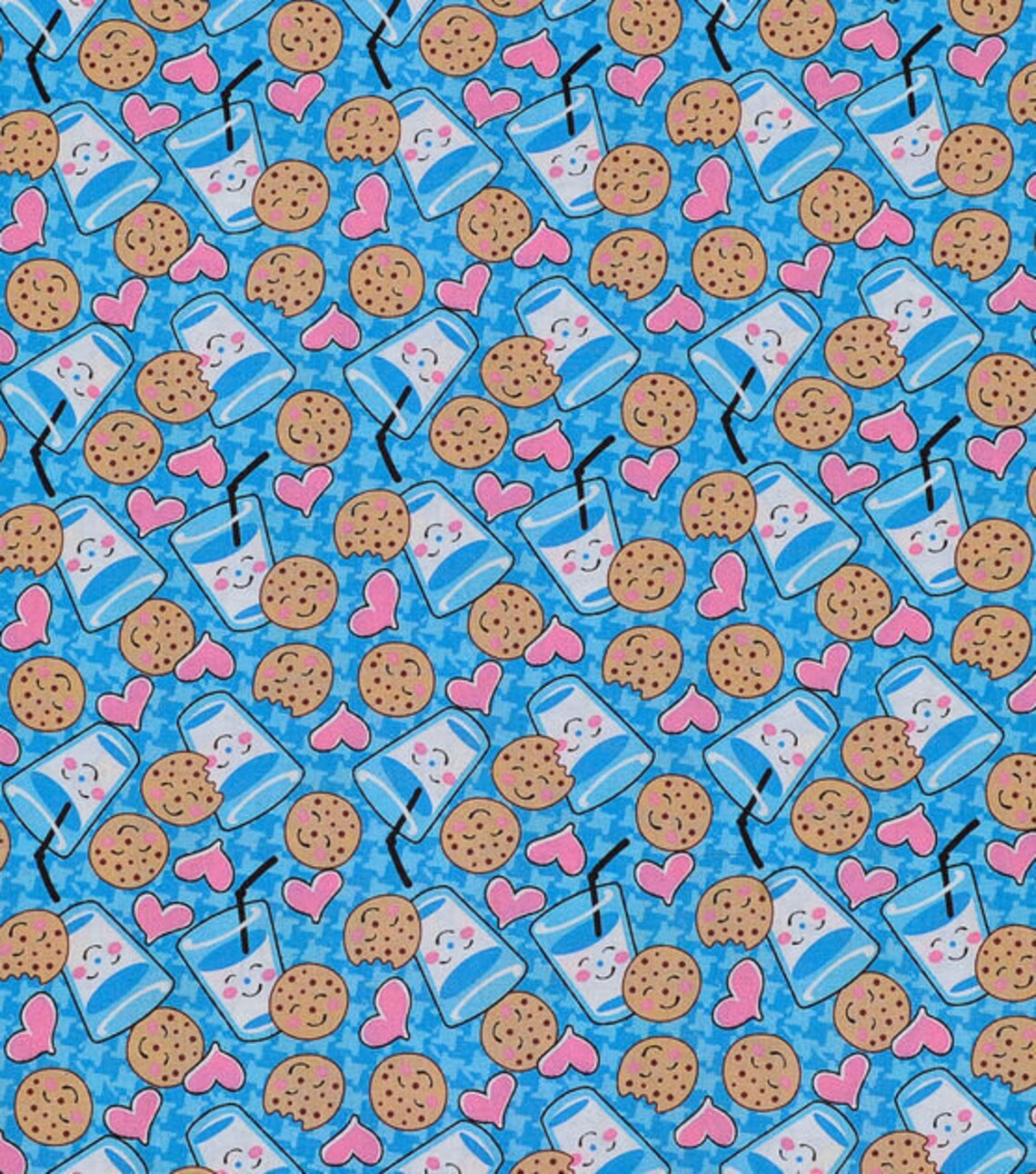 Milk and Cookies Cotton Fabric by the Yard, Food Etsy