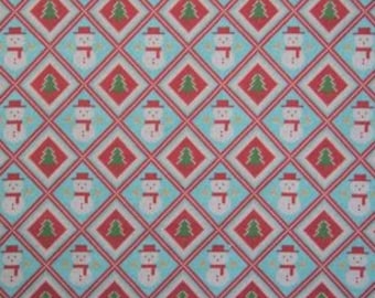 Christmas Snowman Cotton Fabric- By The Yard