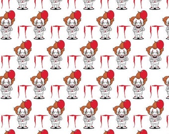 It Pennywise Cotton Fabric, Horror Movie Fabric- By The Yard