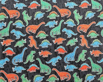 Colorful Dinosaur Cotton Fabric- By The Yard
