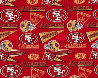 NFL 49ers Football Cotton Fabric- By The Yard