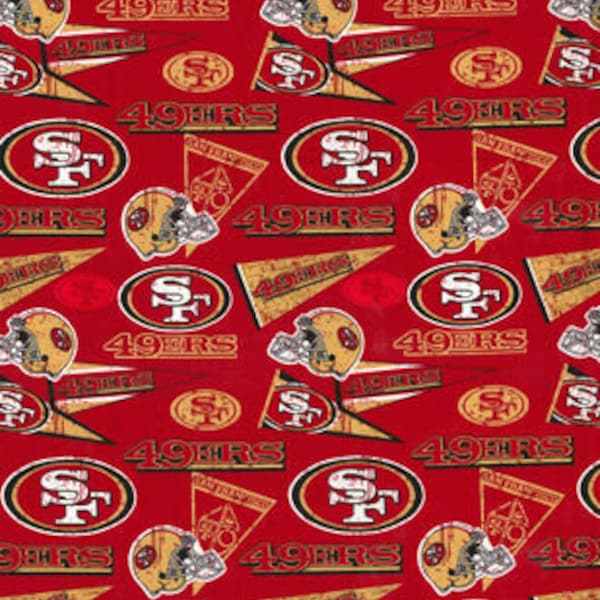 NFL 49ers Football Cotton Fabric- By The Yard