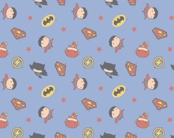 DC Superhero Cotton Fabric- By The Yard. Superman, Batman, Flash