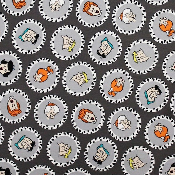 Flintstone Cartoon Cotton Fabric- By The Yard