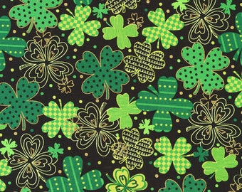 St. Patrick's Day Shamrock Cotton Fabric- By The Yard