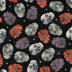 Halloween Skull Cotton Fabric- By The Yard