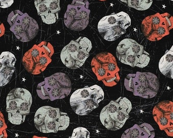 Halloween Skull Cotton Fabric- By The Yard
