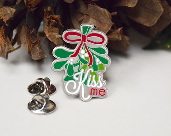 Christmas Mistletoe Enamel pin Get as many kisses as you want this Christmas season jacket or backpack pin