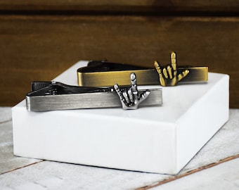American Sign Language I Love You ASL - Tie Bar - gold or silver finish
