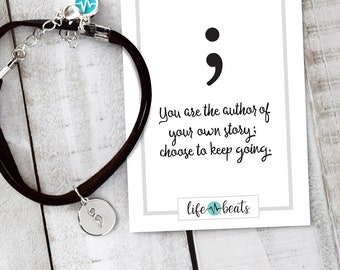 Semi-colon bracelet continue your story self love mental health awareness adjustable bracelet
