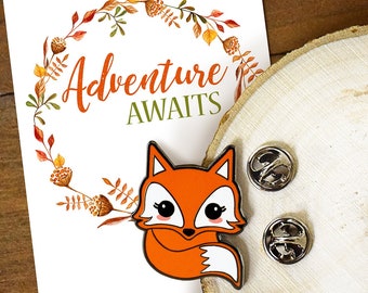 L'aventure attend Little Fox Kawaii Fox adorable bébé renard broche en émail