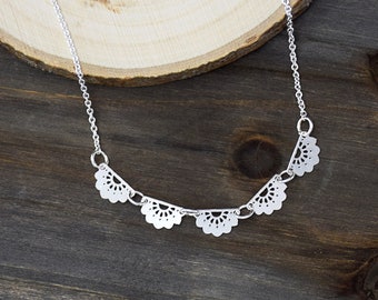 elegant dainty scallop laser cut lace design necklace today i choose contentment it is up to you to see the beauty of everyday things