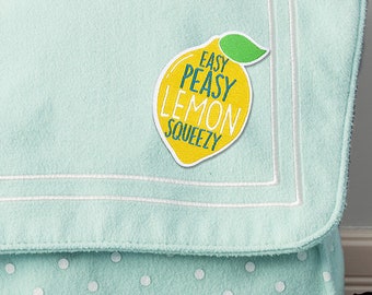 Easy Peasy Lemon Squeeze iron on patch on adorable coordinating card