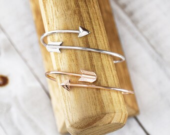 Arrow Bangle Bracelet Silver or rose gold finish