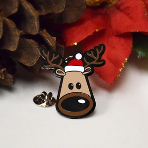 Christmas REINDEER or deer Enamel Pin adorable kawaii christmas gift jean jacket backpack flair image 1