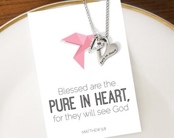 Pure In Heart Necklace dainty heart charm with silver finish chain