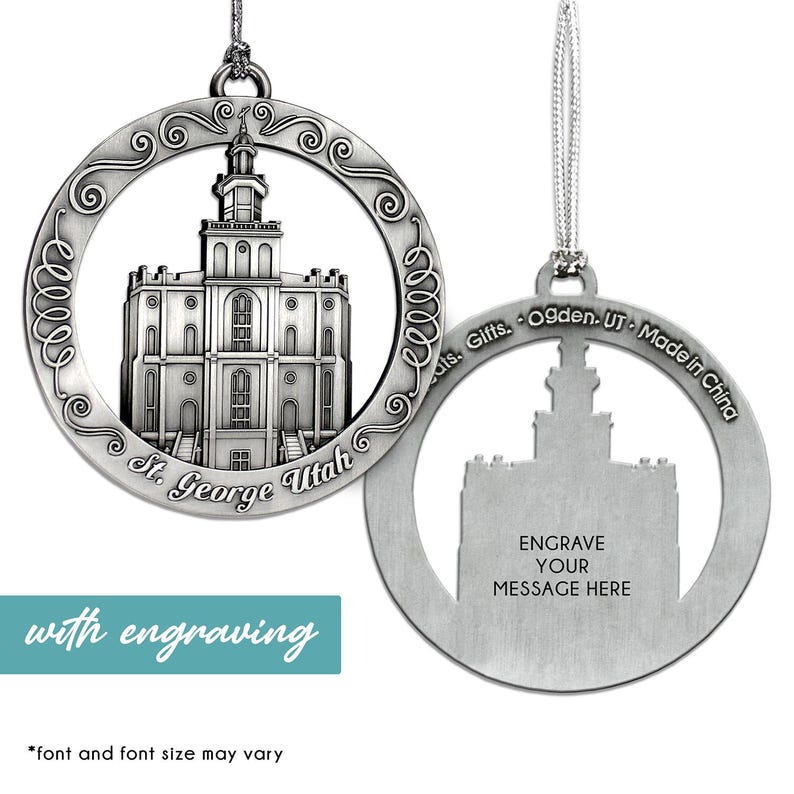 Saint or St Utah Temple Christmas Ornament Engraveable