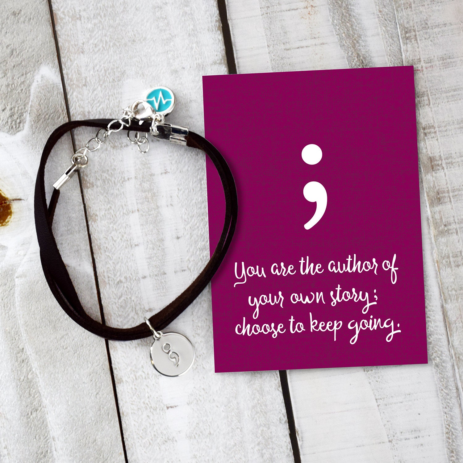 Semi colon Bracelet Continue Your Story Self Love Mental Health