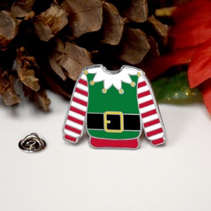 Christmas Ugly Sweater Enamel Pin Elf sweater - perfect for an ugly christmas party celebration