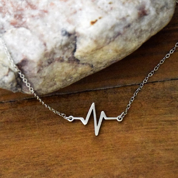 heart beat dainty pendant necklace silver finish self care self love discover your rhythm express your beat express yourself