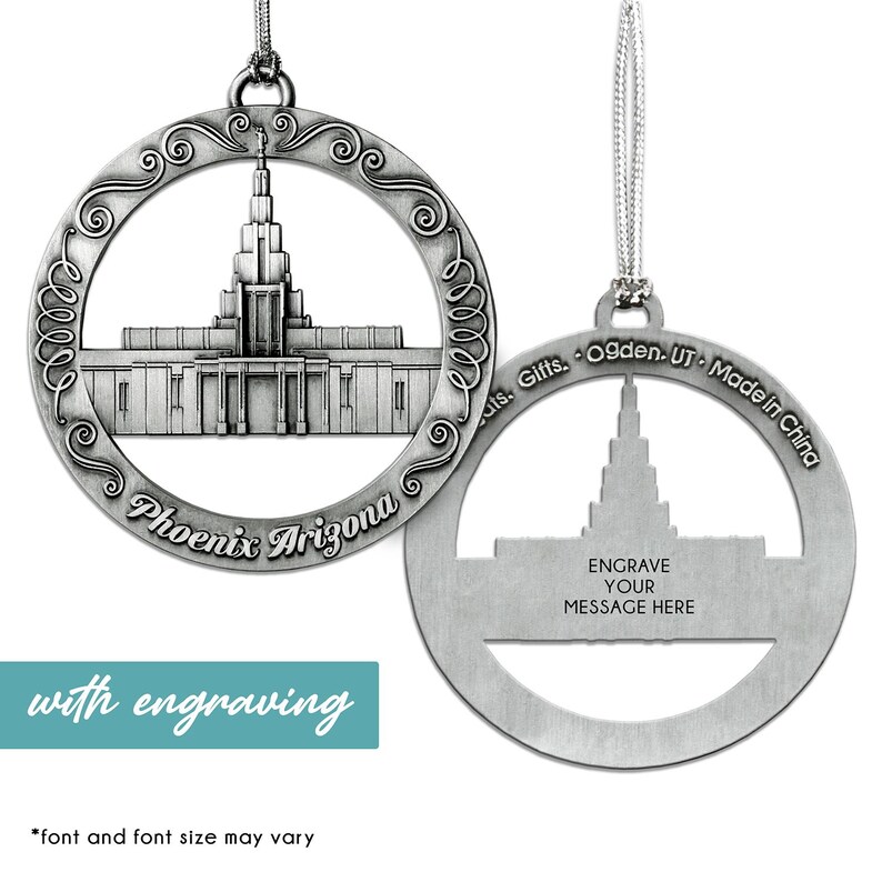 Phoenix Arizona AZ Temple Christmas Ornament Engraveable Latterday