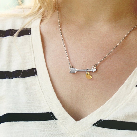 Handmade Silver Arrow Heart Semicolon Pendant Necklace