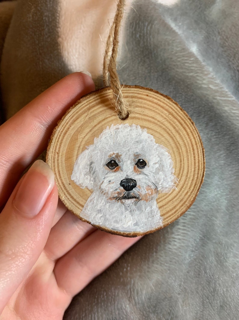 Personalised dog portrait keepsake wooden hand painted keyring ornament image 8