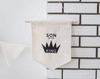 Son of the King Pennant Flag | Kids Room Decor | Canvas Pennant Flag | Canvas Banner | Wall Hanging | Nursery Wall Hanging