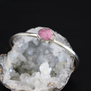 Sterling Silver flex bangle cuff bicolor watermelon Tourmaline bracelet