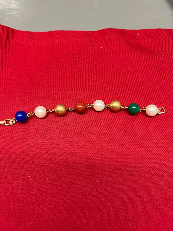 Vintage signed Napier multi color bead ball bracel