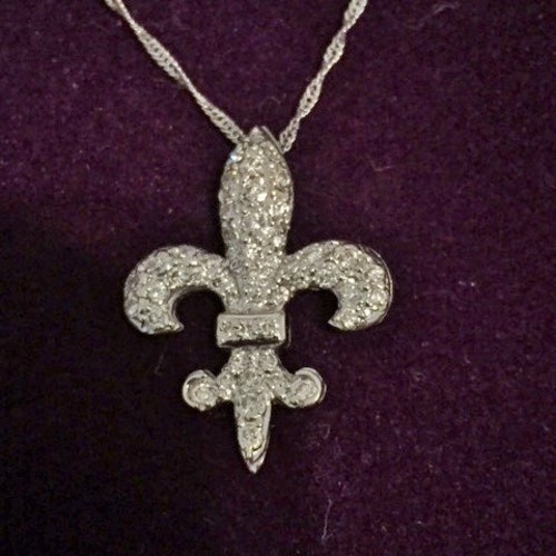 14k White Gold New Orleans Saints Pave 