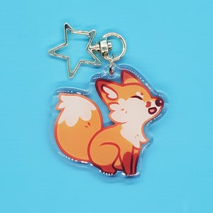 Cute Red Fox 2" Double-sided Acrylic Keychain Charm