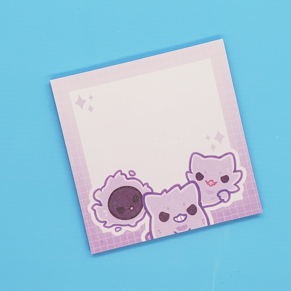 Ghost Pokemon Gengar Sticky Notes | Cute Aesthetic Kawaii Stationery Memo Post-It