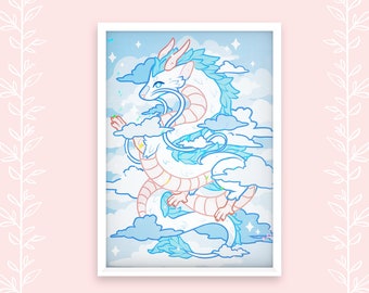 Light Dragon Haku Clouds 5&quot; x 7&quot; Postcard Art Print