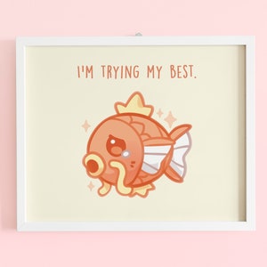 Impressão artística de cartão postal Pokémon Magikarp 5" x 7"