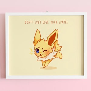 Impressão artística de cartão postal Pokémon Jolteon 5" x 7"